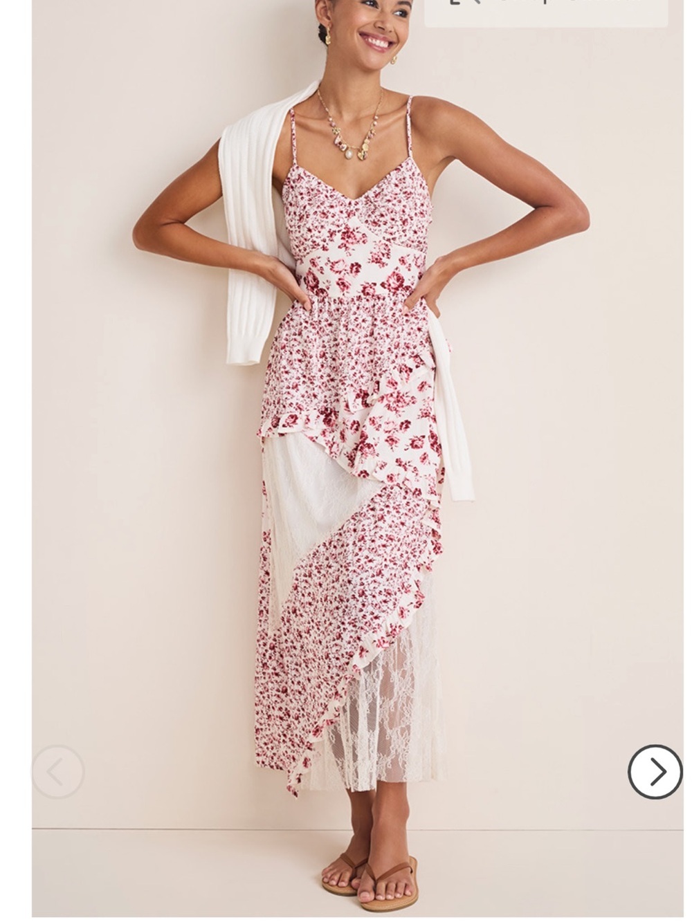 Floral pattern Maxi Dress cottagecore lace Large